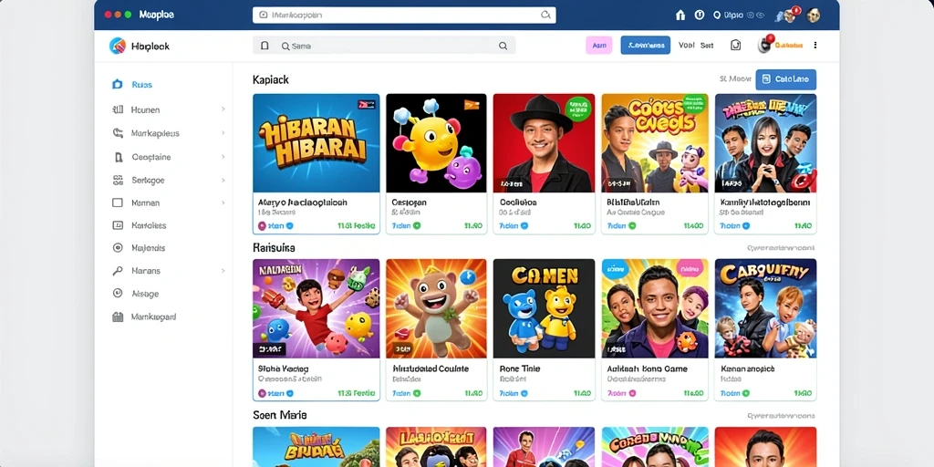 Menampilkan berbagai pilihan permainan menarik.